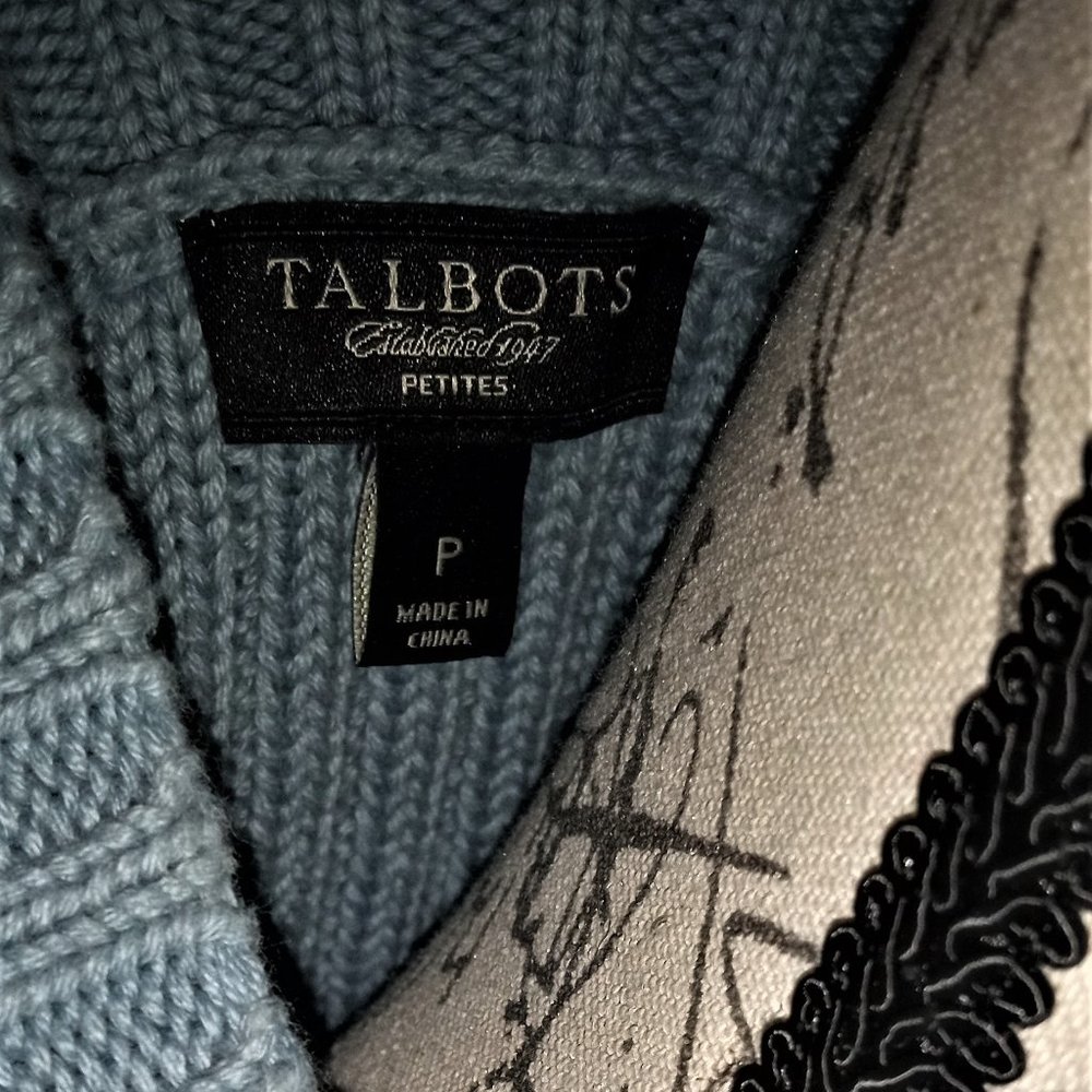 NEW Talbots Scoop Neck 3/4 Sleeve Sweater ICE Blue Petite - Picture 5 of 7